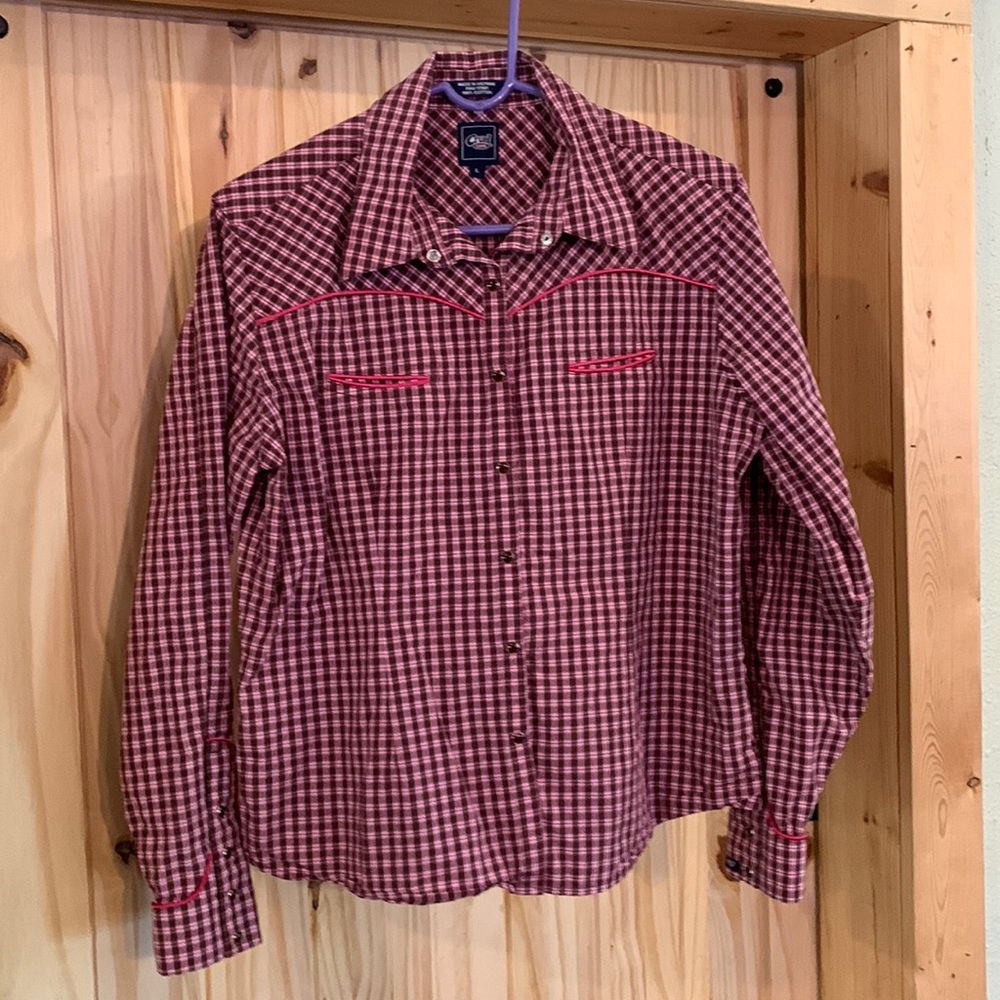 Cruel Girl Size L Long Sleeve Perila Snap Western Cowgirl Checker Pattern